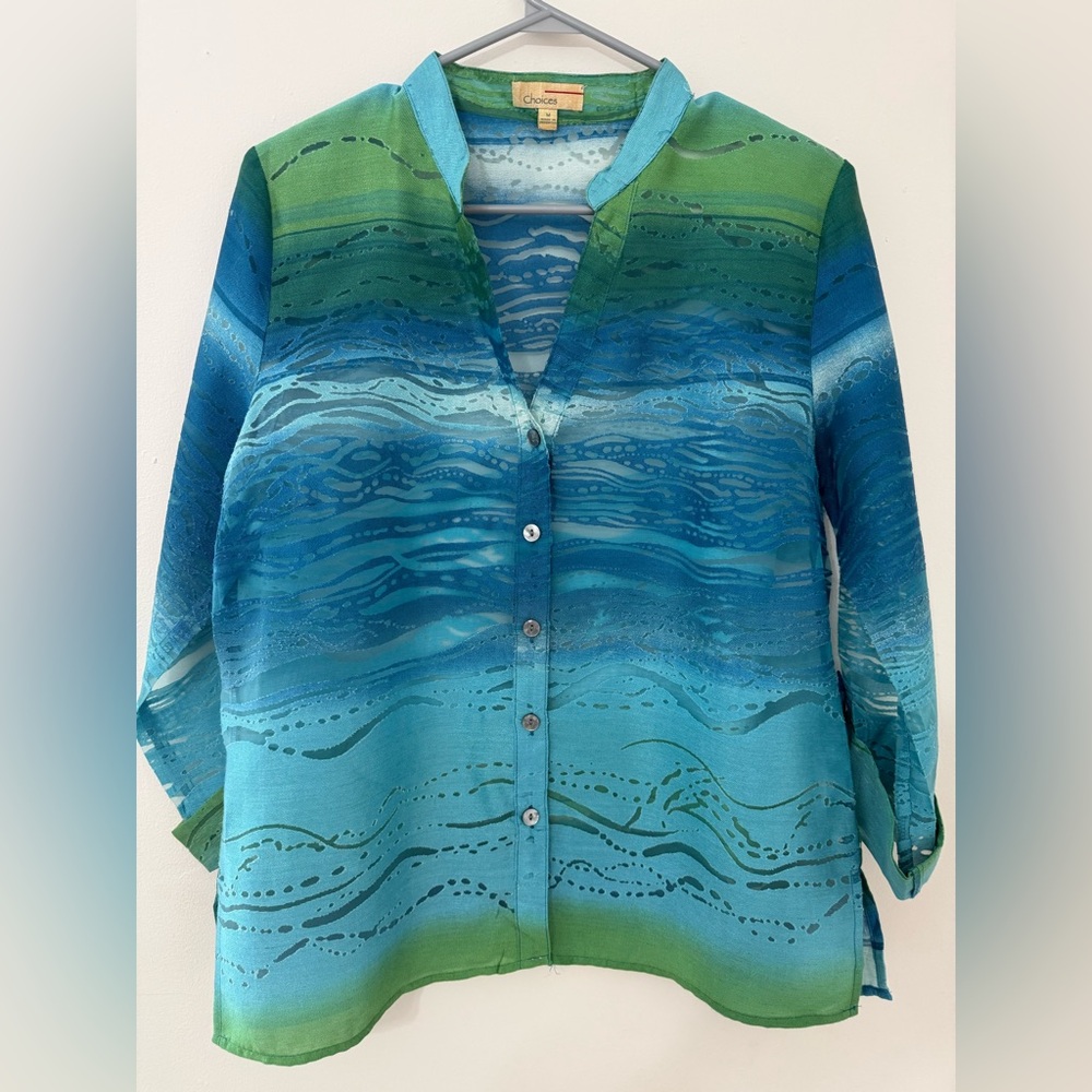 Choices Vibrant Green and Blue Blouse